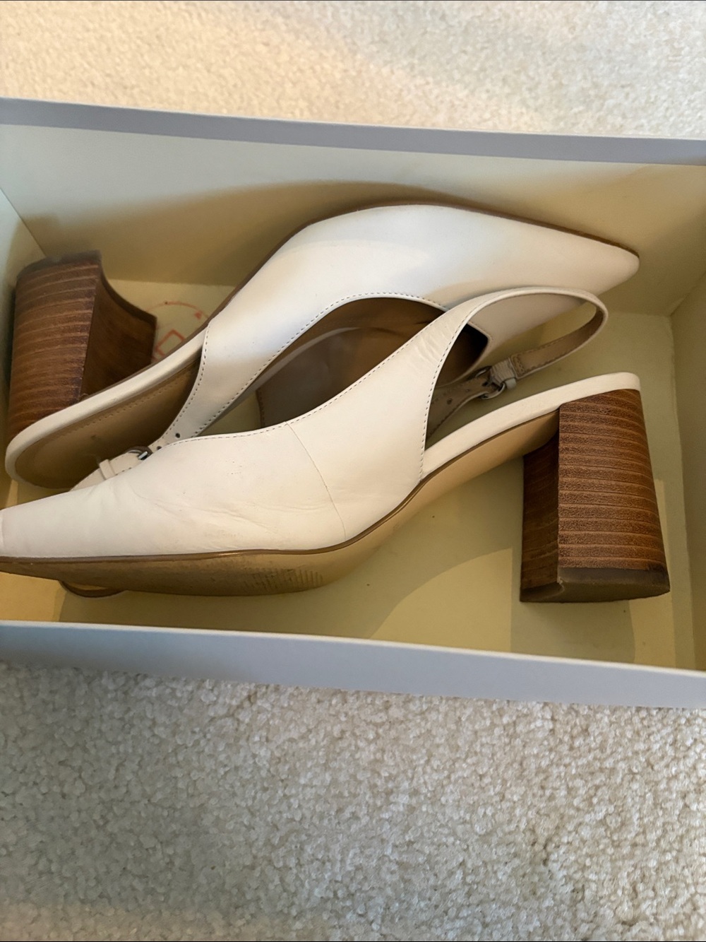 Marc Fisher Women’s White Slingback Block Heel Pumps